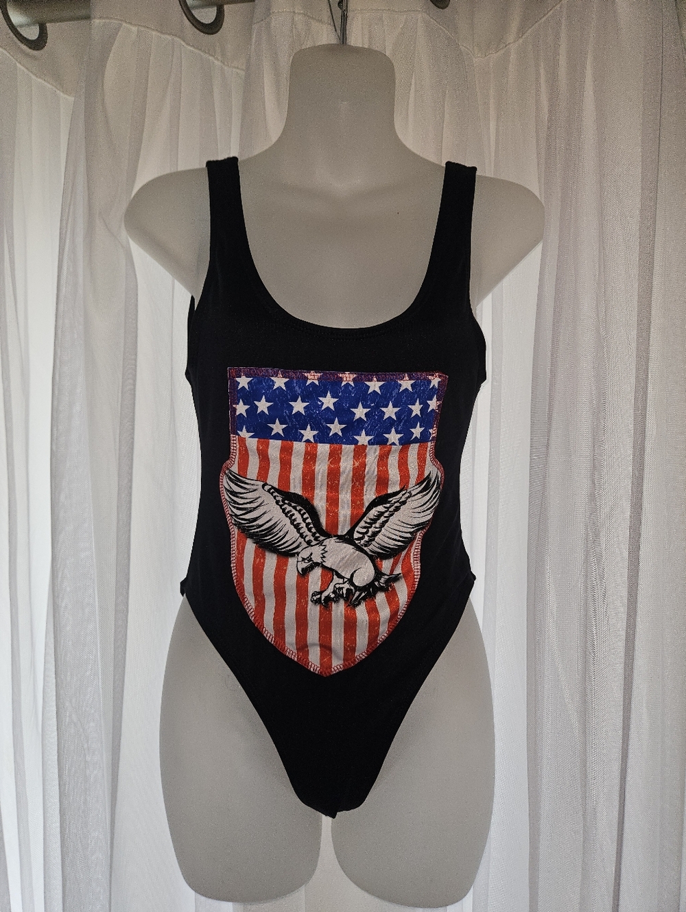 Yandy Sz L Black Patriotic Eagle One Piece Swimsuit